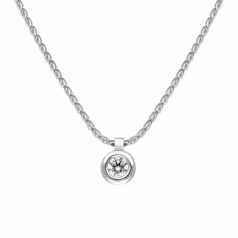 18ct White Gold 0.15ct Diamond Solitaire Pendant Necklace