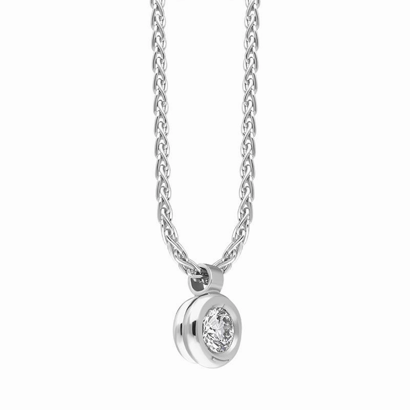 18ct White Gold 0.15ct Diamond Solitaire Pendant Necklace