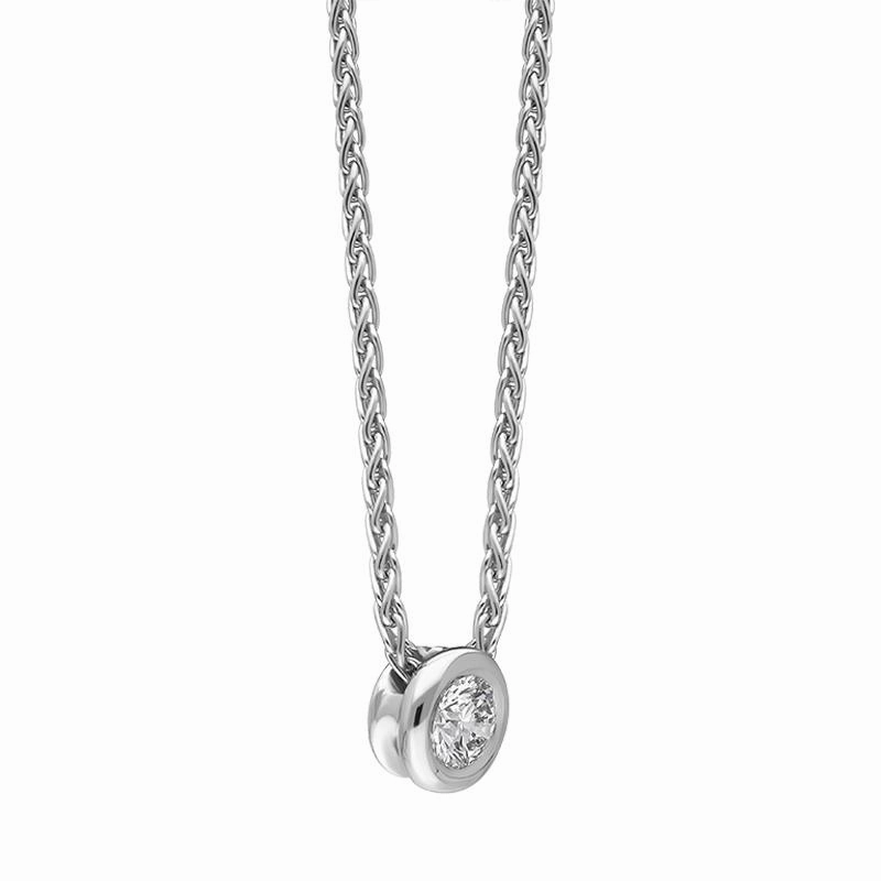18ct White Gold 0.15ct Diamond Solitaire Pendant Necklace