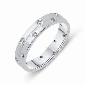 18ct White Gold 0.16ct Diamond 4mm Double Row Wedding Ring D
