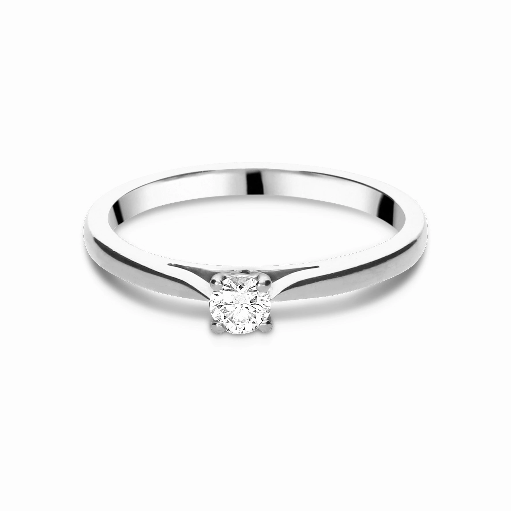18ct White Gold 0.16ct Diamond Claw Set Solitare Ring