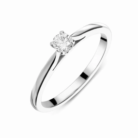 18ct White Gold 0.16ct Diamond Claw Set Solitare Ring