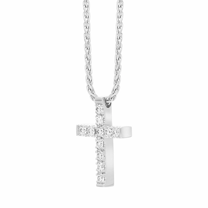 18ct White Gold 0.17ct Diamond Cross Necklace