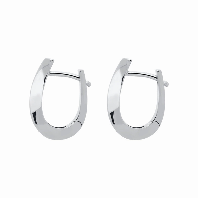 18ct White Gold 0.17ct Diamond Curved Hoop Earrings