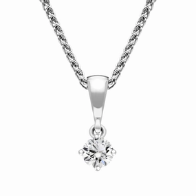 18ct White Gold 0.20ct Diamond Brilliant Cut Solitaire Necklace
