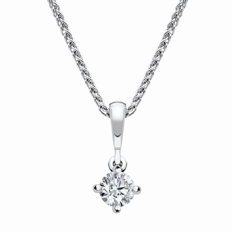 18ct White Gold 0.20ct Diamond Brilliant Cut Solitaire Necklace