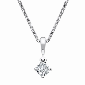 18ct White Gold 0.20ct Diamond Brilliant Cut Solitaire Necklace