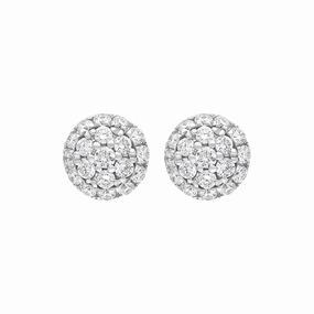 18ct White Gold 0.20ct Diamond Round Cluster Stud Earrings