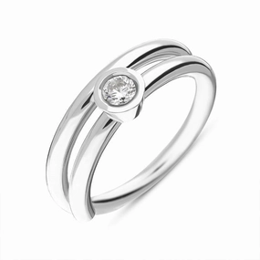 18ct White Gold 0.21ct Diamond Tube Set Ring