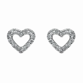18ct White Gold 0.22ct Diamond Open Heart Stud Earrings