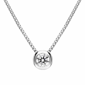 18ct White Gold 0.23ct Diamond Round Tube Set Pendant