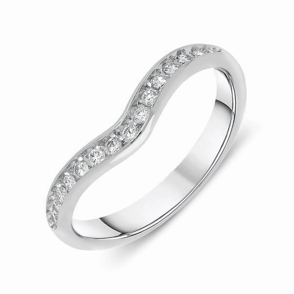 18ct White Gold 0.23ct Diamond Wishbone Wedding Ring