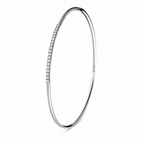 18ct White Gold 0.24ct Diamond Inline Slim Bangle