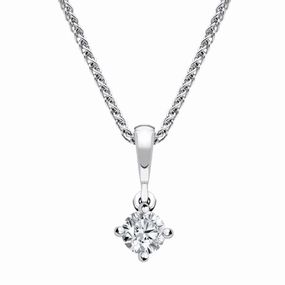 18ct White Gold 0.25ct Diamond Brilliant Cut Solitaire Necklace