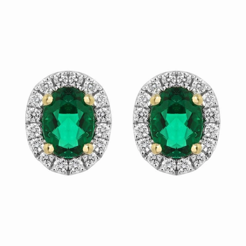 18ct White Gold 0.26ct Emerald Diamond Oval Stud Earrings D