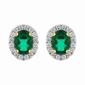 18ct White Gold 0.26ct Emerald Diamond Oval Stud Earrings D