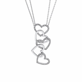 18ct White Gold 0.30ct Diamond Five Heart Necklace