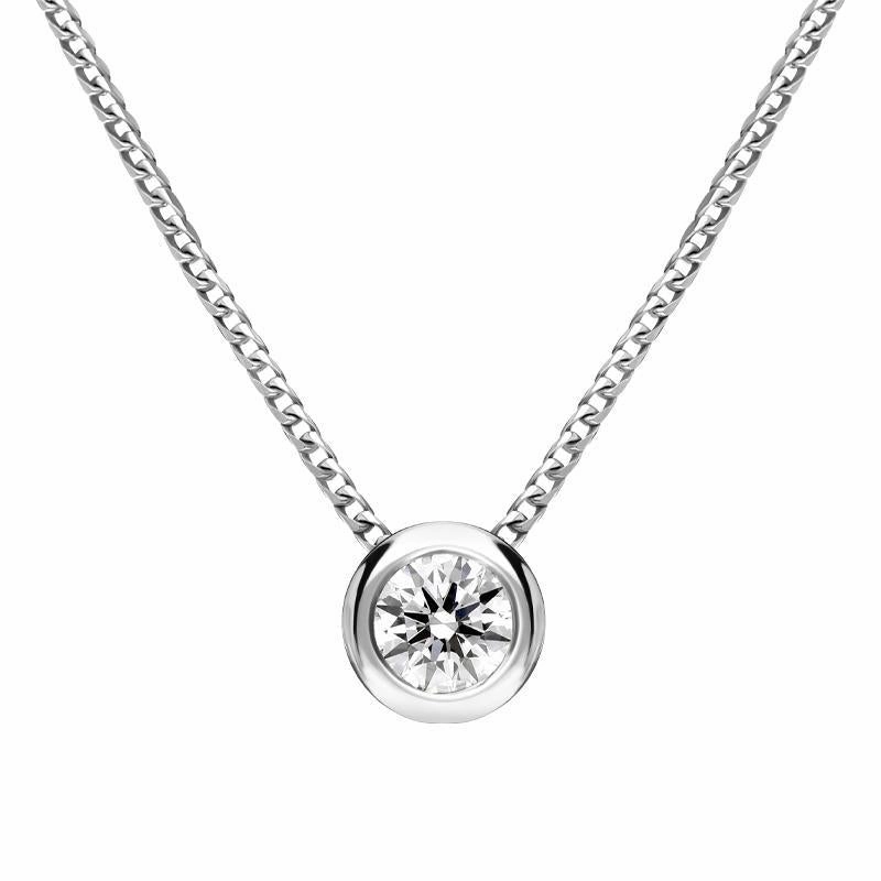 18ct White Gold 0.31ct Diamond Round Tube Set Pendant