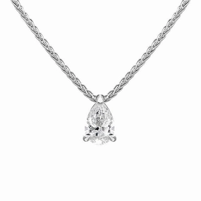 18ct White Gold 0.32ct Diamond Solitaire Pear Necklace