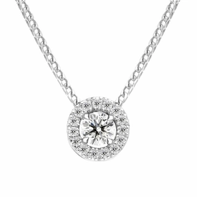 18ct White Gold 0.33ct Brilliant Cut Diamond Pave Round Necklace
