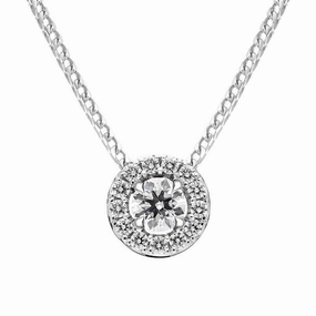 18ct White Gold 0.34ct Diamond Round Cluster Pendant