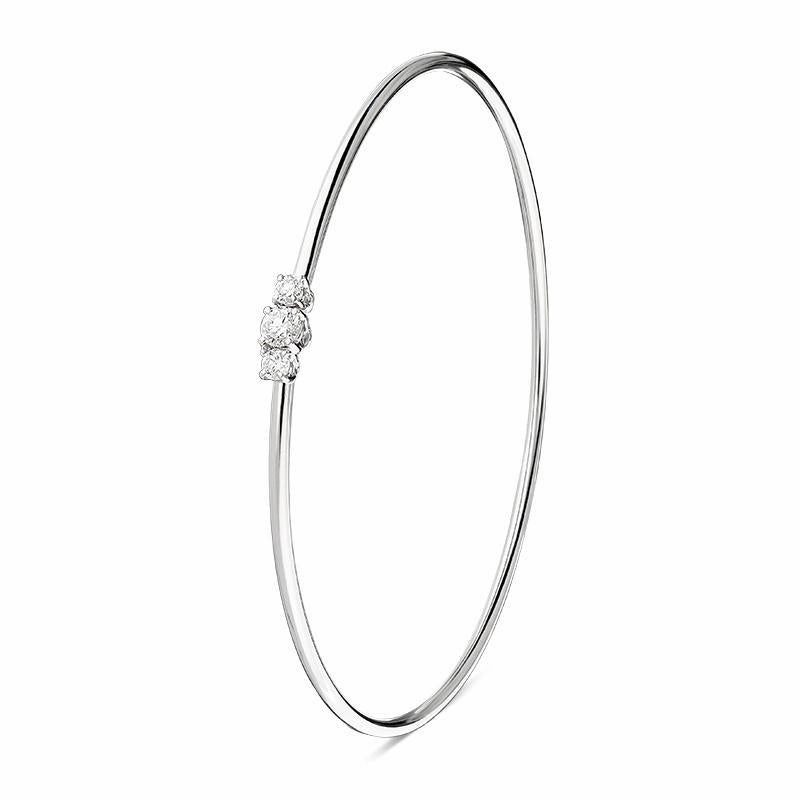 18ct White Gold 0.34ct Diamond Trilogy Slim Bangle
