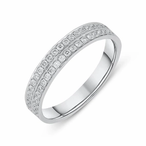18ct White Gold 0.35ct Diamond Two Row Half Eternity Ring