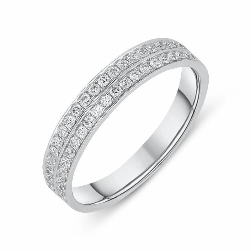 18ct White Gold 0.35ct Diamond Two Row Half Eternity Ring