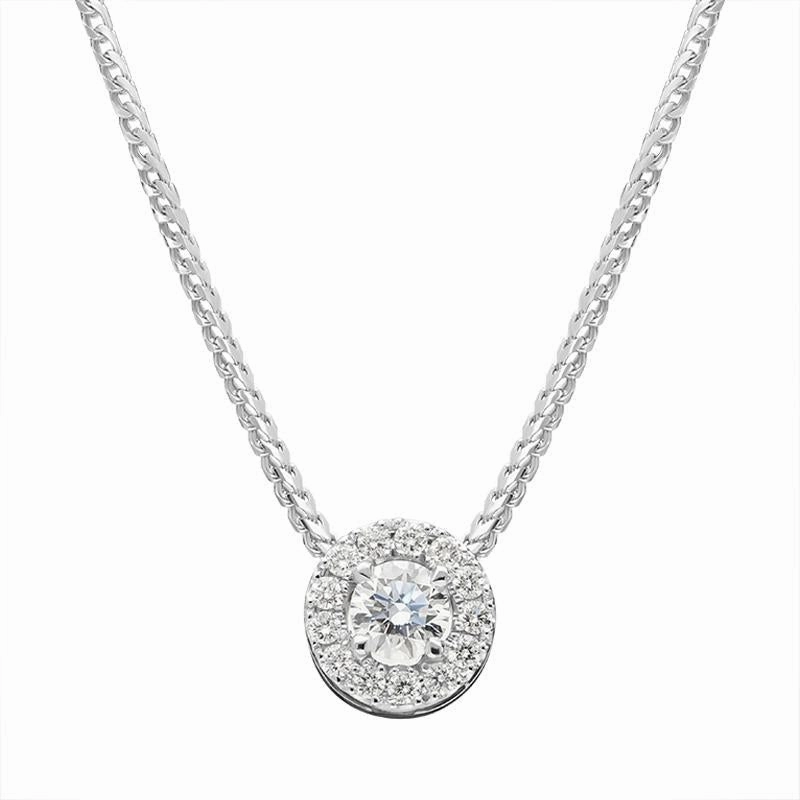 18ct White Gold 0.36ct Diamond Claw and Pave Set Round Necklace