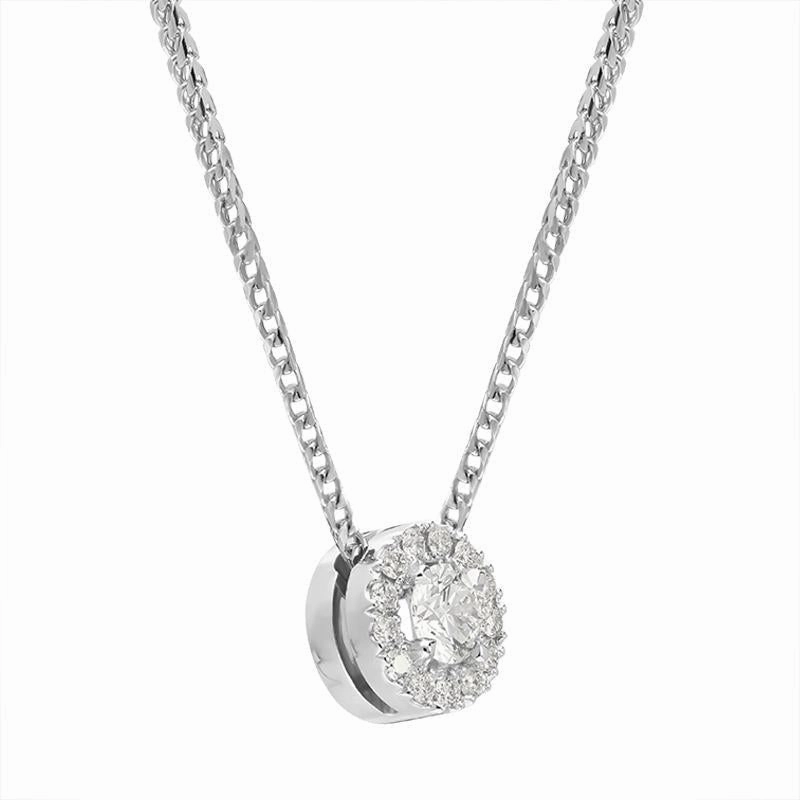 18ct White Gold 0.36ct Diamond Claw and Pave Set Round Necklace