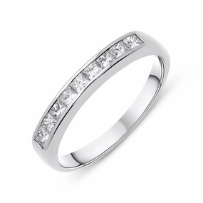 18ct White Gold 0.36ct Diamond Princess Cut Half Eternity Ring