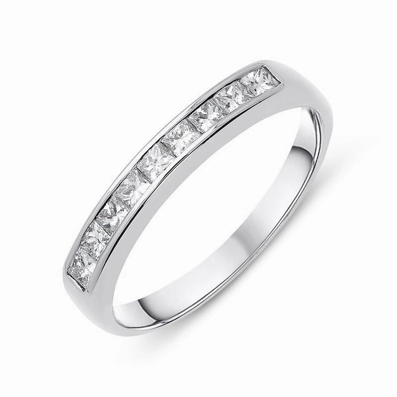 18ct White Gold 0.36ct Diamond Princess Cut Half Eternity Ring