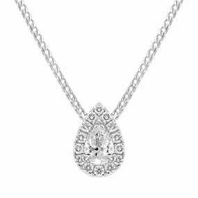 18ct White Gold 0.40ct Diamond Pave Pear Necklace