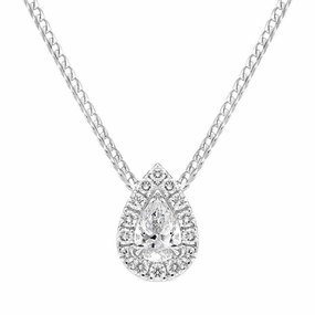 18ct White Gold 0.40ct Diamond Pave Pear Necklace