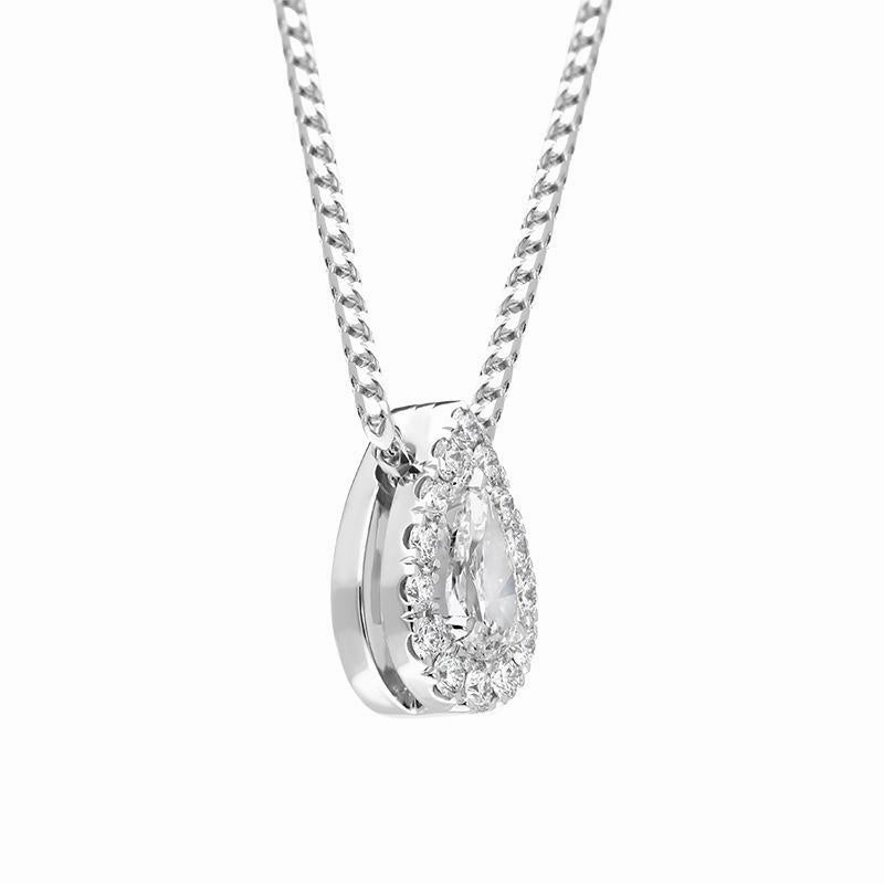 18ct White Gold 0.40ct Diamond Pave Pear Necklace