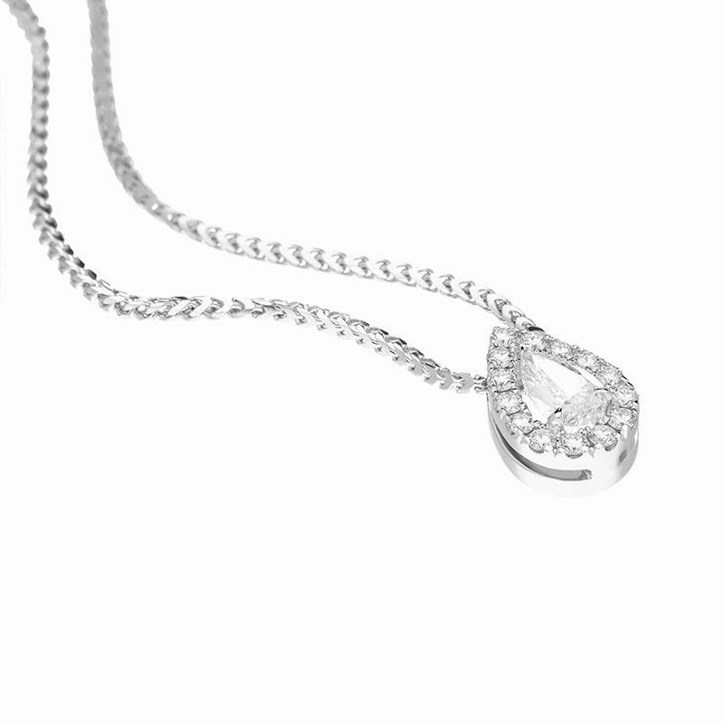 18ct White Gold 0.40ct Diamond Pave Pear Necklace