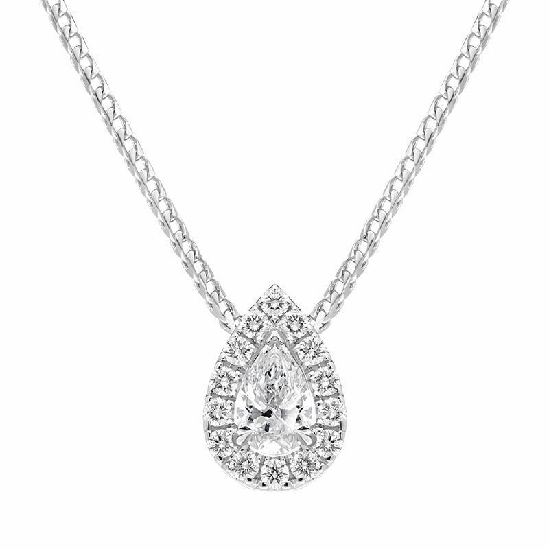 18ct White Gold 0.40ct Diamond Pave Pear Necklace