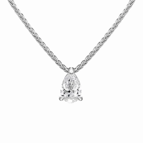 18ct White Gold 0.40ct Diamond Solitaire Pear Necklace