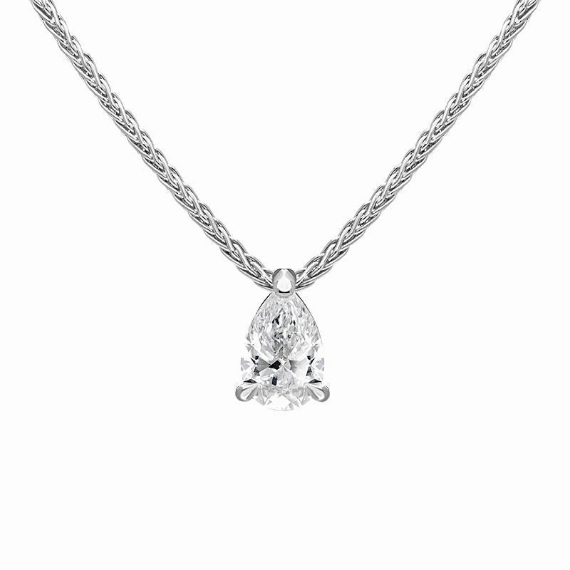 18ct White Gold 0.40ct Diamond Solitaire Pear Necklace