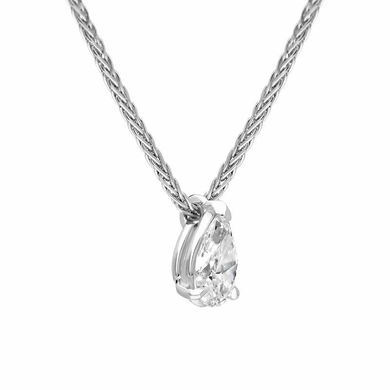 18ct White Gold 0.40ct Diamond Solitaire Pear Necklace