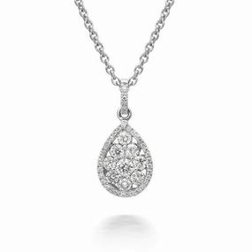 18ct White Gold 0.41ct Diamond Cluster Pear Necklace