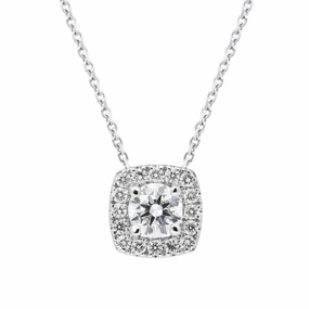 18ct White Gold 0.41ct Diamond Cushion Necklace