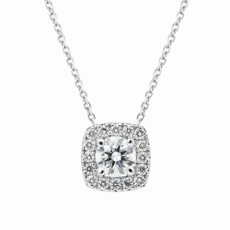 18ct White Gold 0.41ct Diamond Cushion Necklace