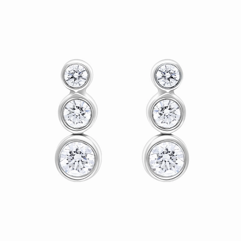 18ct White Gold 0.42ct Diamond Graduated Trilogy Earrings