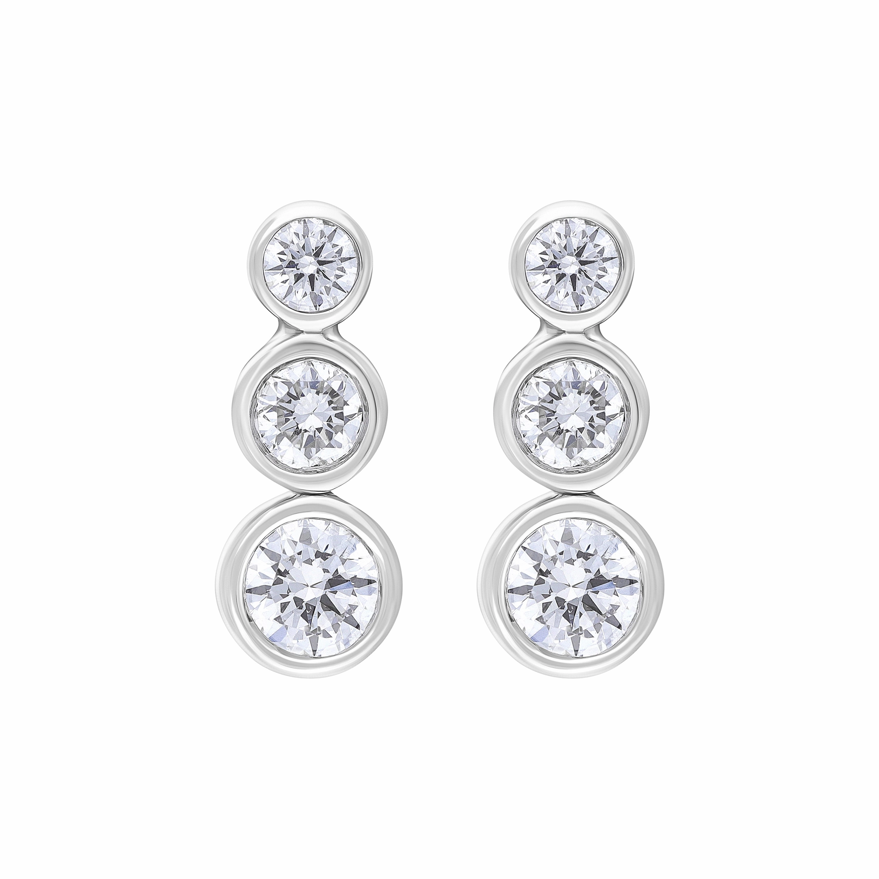18ct White Gold 0.42ct Diamond Graduated Trilogy Earrings