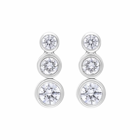 18ct White Gold 0.42ct Diamond Graduated Trilogy Earrings