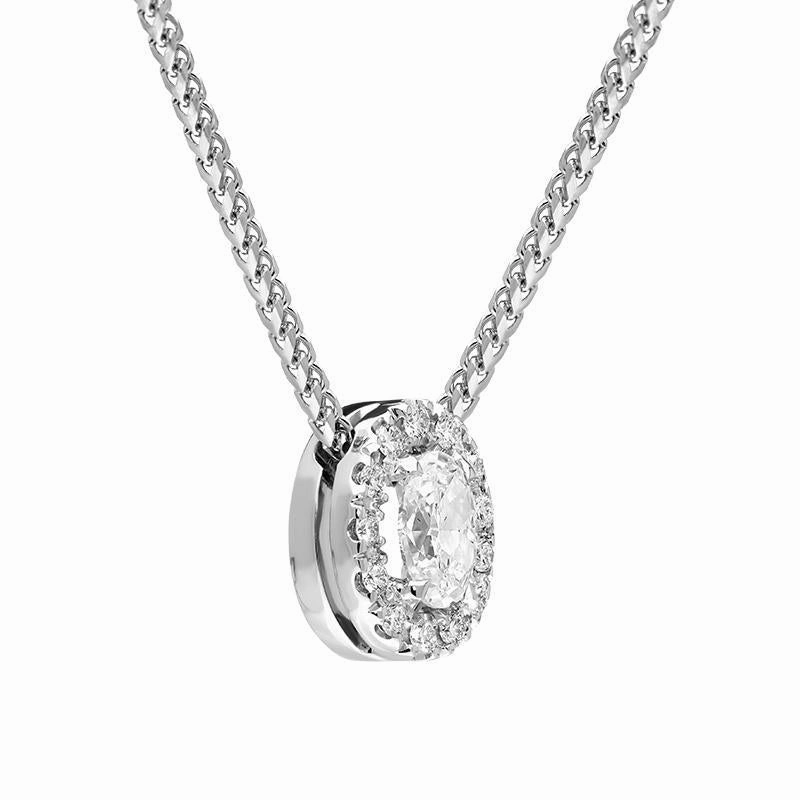18ct White Gold 0.44ct Diamond Pave Oval Necklace