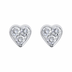 18ct White Gold 0.45ct Diamond Heart Stud Earrings