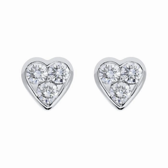 18ct White Gold 0.45ct Diamond Heart Stud Earrings