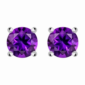 18ct White Gold 0.47ct Amethyst Round Stud Earrings